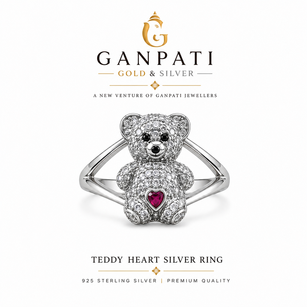 Cute Teddy Love Ring in 925 Silver – Romantic Gift Piece 🧸❤️