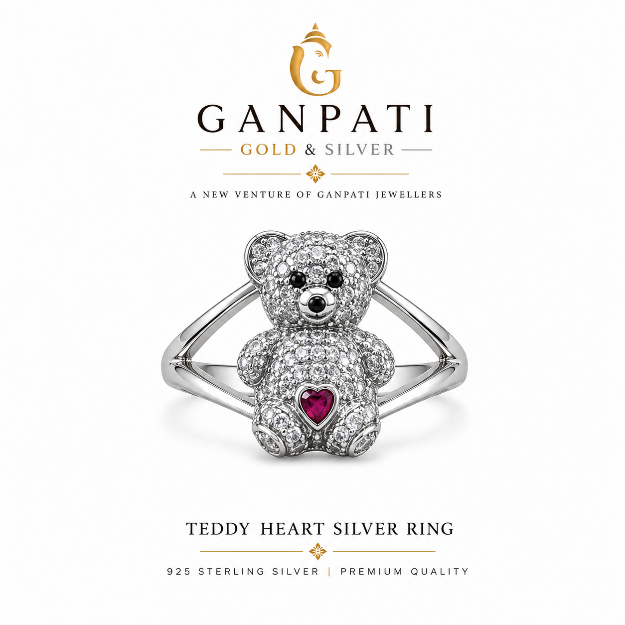 Cute Teddy Love Ring in 925 Silver – Romantic Gift Piece 🧸❤️