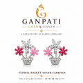 Floral Basket 925 Sterling Silver Earrings – Premium Designer Studs
