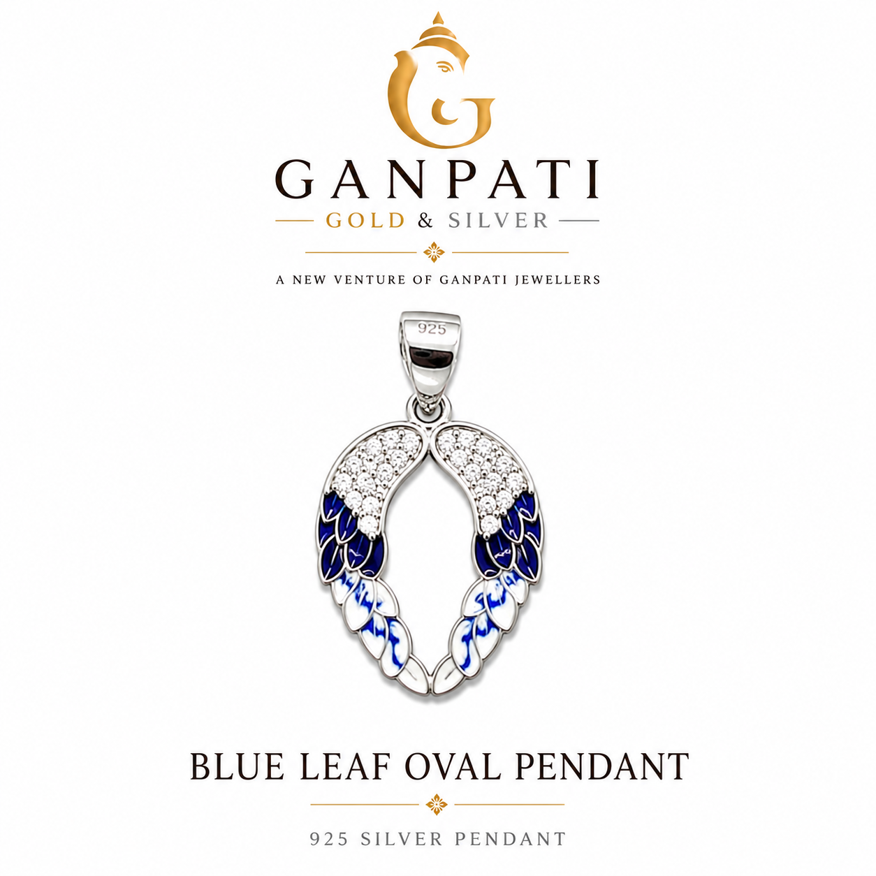 Blue Leaf Oval Pendant
