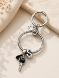 Silver Pandora-Style Charm Keyring with Alphabet “S” & Lock-Key Designle product