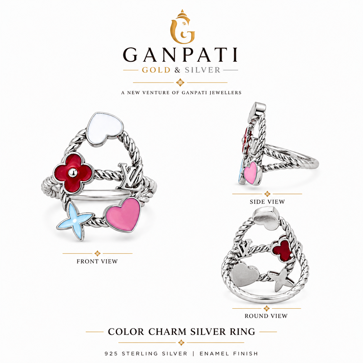 Designer Twisted Band Charm Ring – 925 Silver Trendy Piece