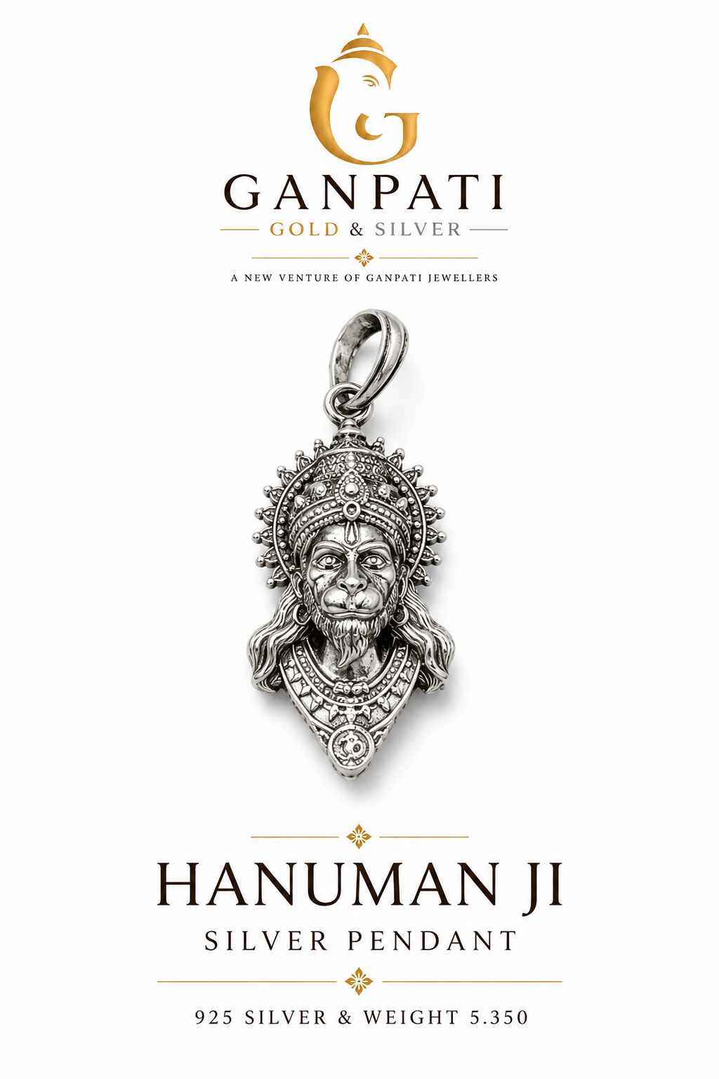 Hanuman Ji Silver Pendant