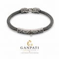 Oxidised Silver Dual Lion Head Bracelet – Premium Handcrafted Design