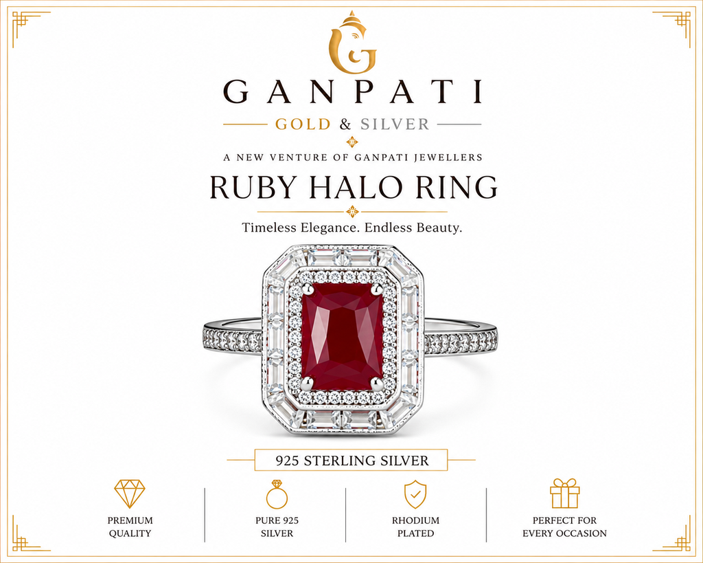 Ruby Halo Ring – 925 Sterling Silver | Luxury Statement Ring