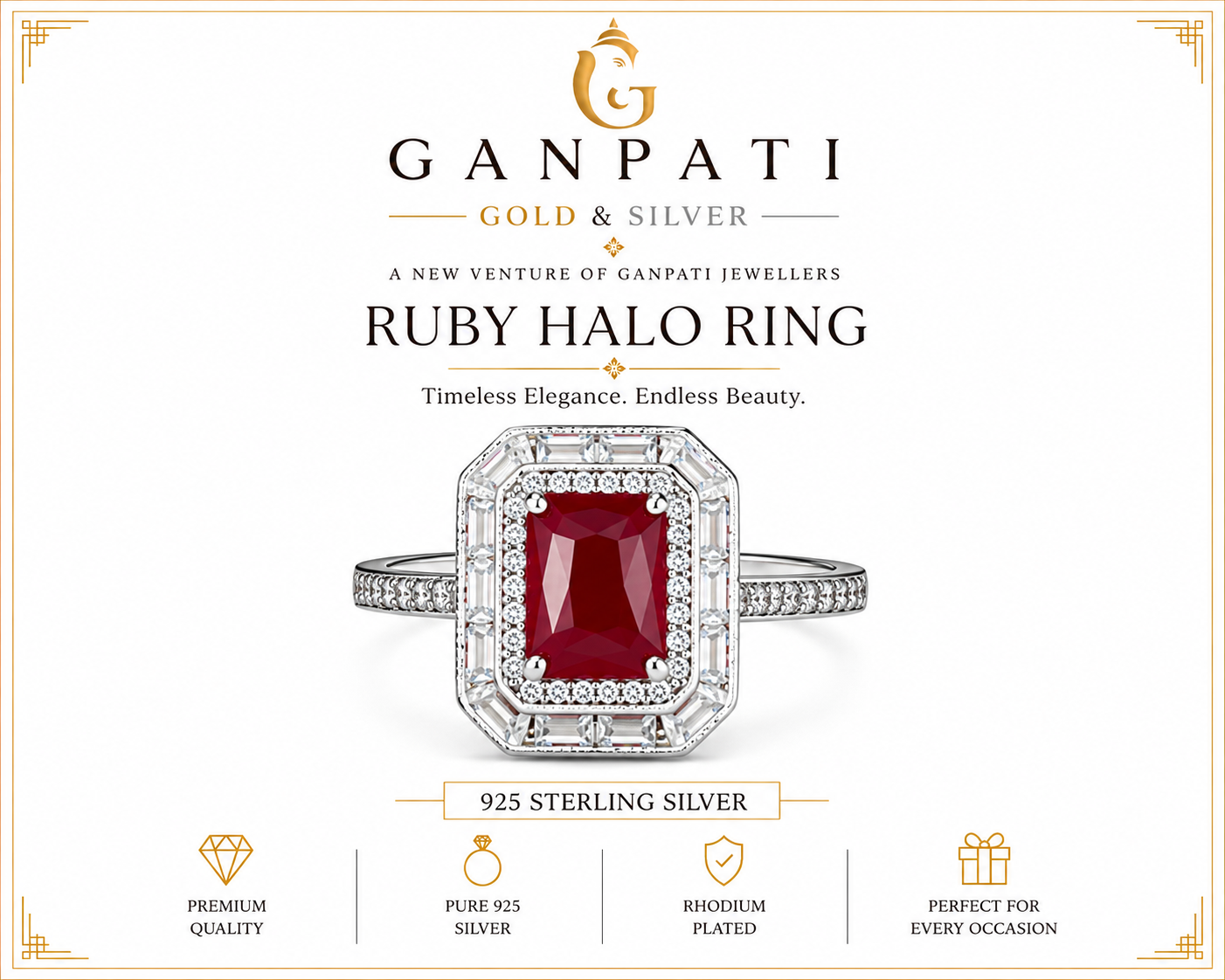 Ruby Halo Ring – 925 Sterling Silver | Luxury Statement Ring
