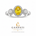 Golden Glow Oval Silver Ring