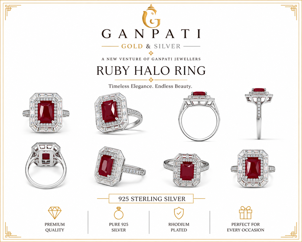 Ruby Halo Ring – 925 Sterling Silver | Luxury Statement Ring