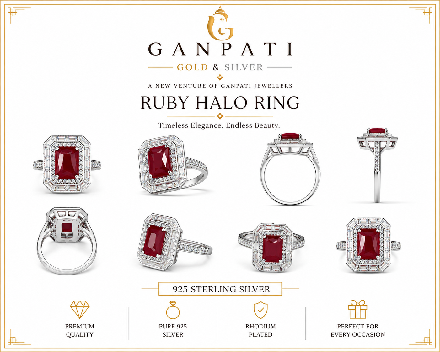 Ruby Halo Ring – 925 Sterling Silver | Luxury Statement Ring