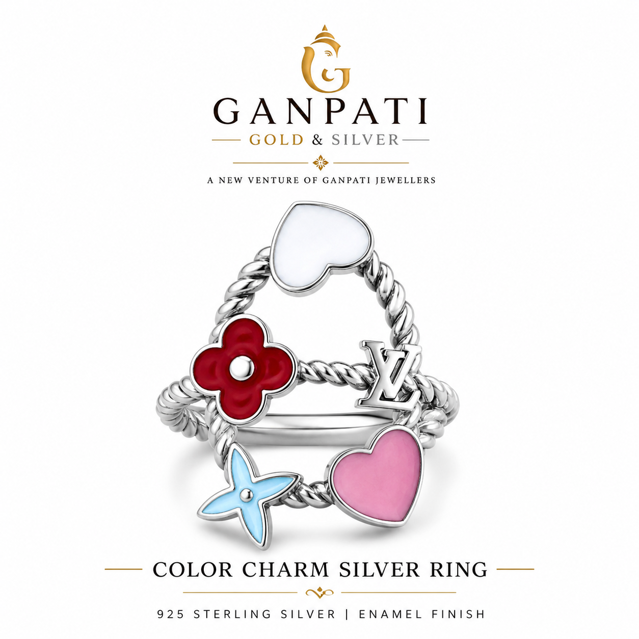 Designer Twisted Band Charm Ring – 925 Silver Trendy Piece