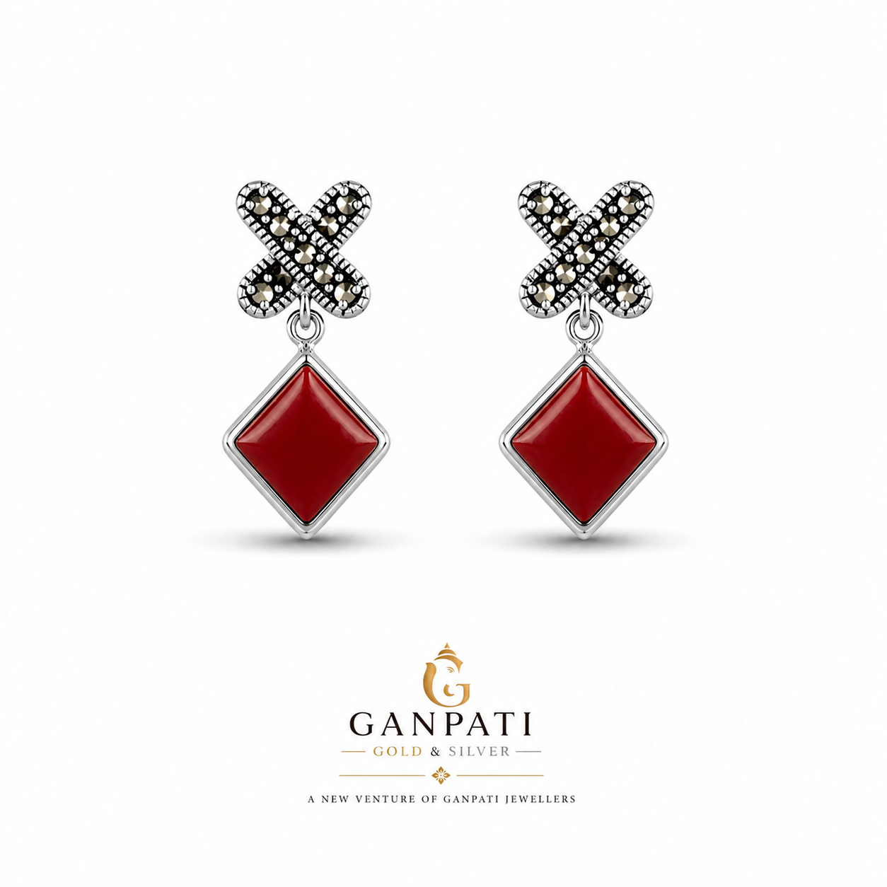 Red Stone Designer Earrings