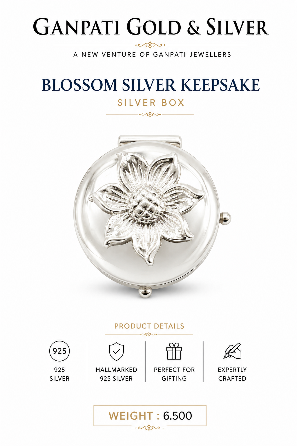 Blossom Floral 925 Silver Keepsake Box