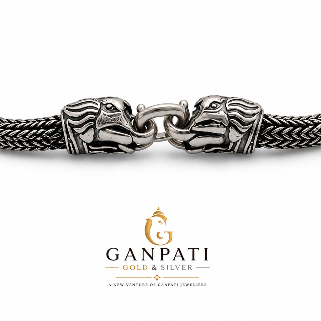 Oxidised Silver Dual Lion Head Bracelet – Premium Handcrafted Design