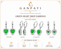 Green Heart Drop Earrings in 925 Sterling Silver