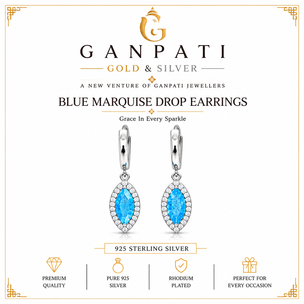 Blue Marquise Drop Earrings