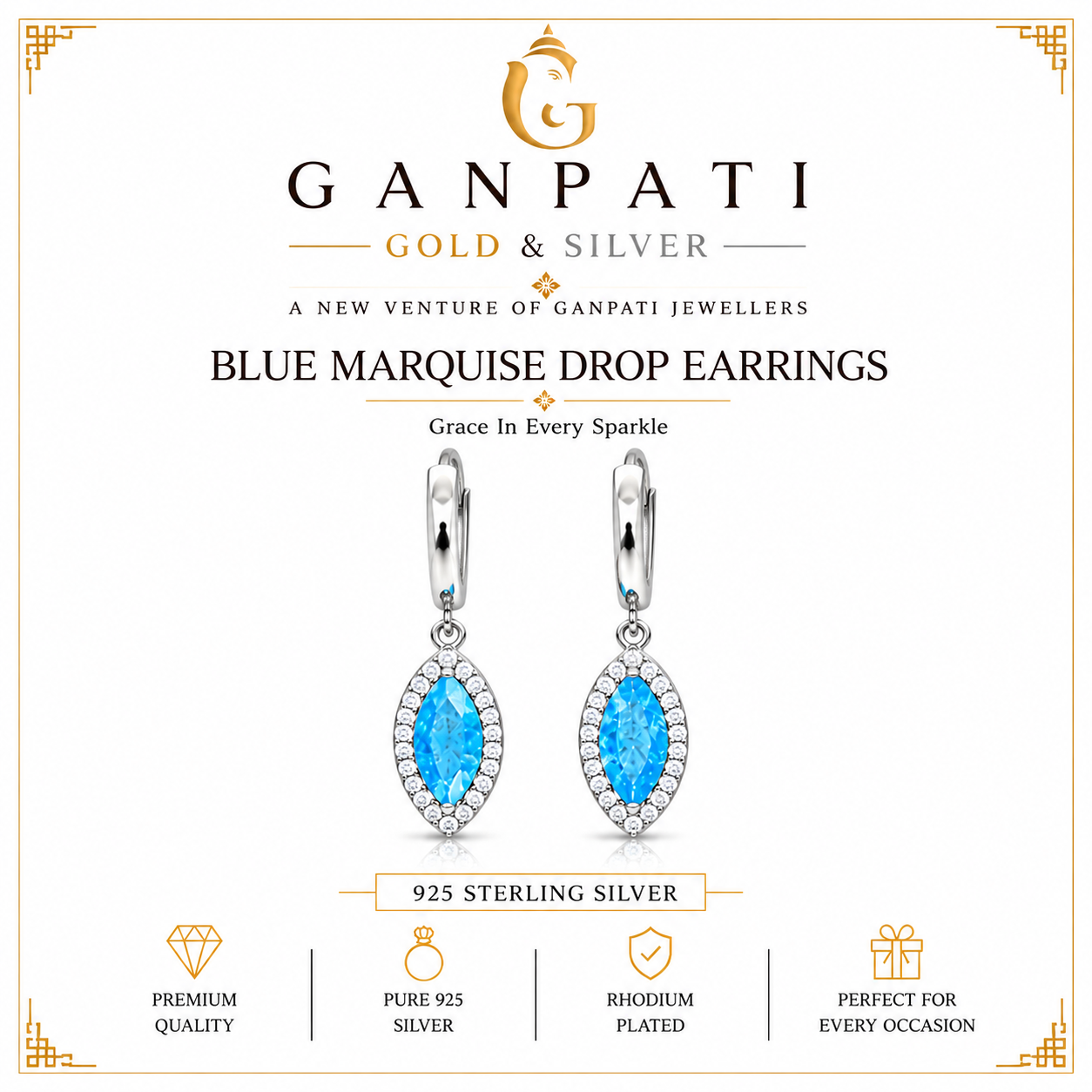 Blue Marquise Drop Earrings