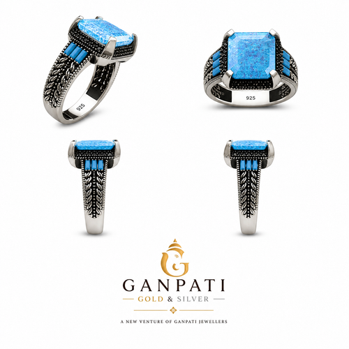 Blue Stone 925 Sterling Silver Ring for Men | Premium Designer Ring