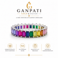 925 Sterling Silver Rainbow Baguette Eternity Ring