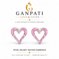 Pink Heart Silver Earrings