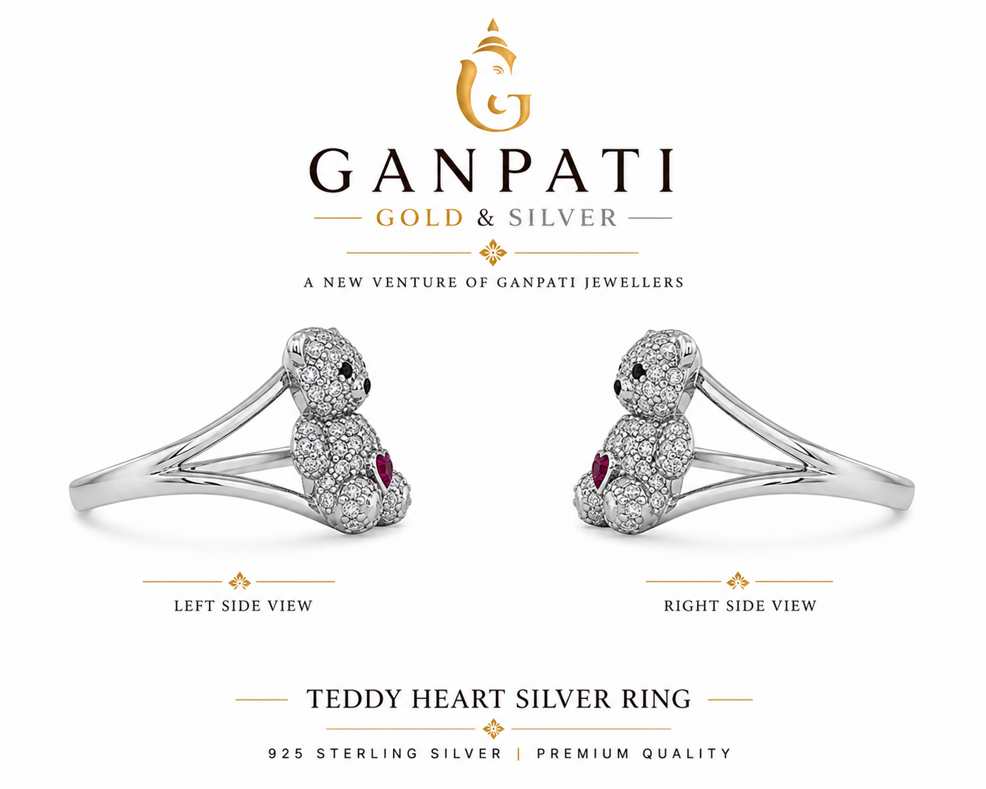 Cute Teddy Love Ring in 925 Silver – Romantic Gift Piece 🧸❤️