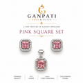 Pink Square Set – 925 Silver Jewellery Set